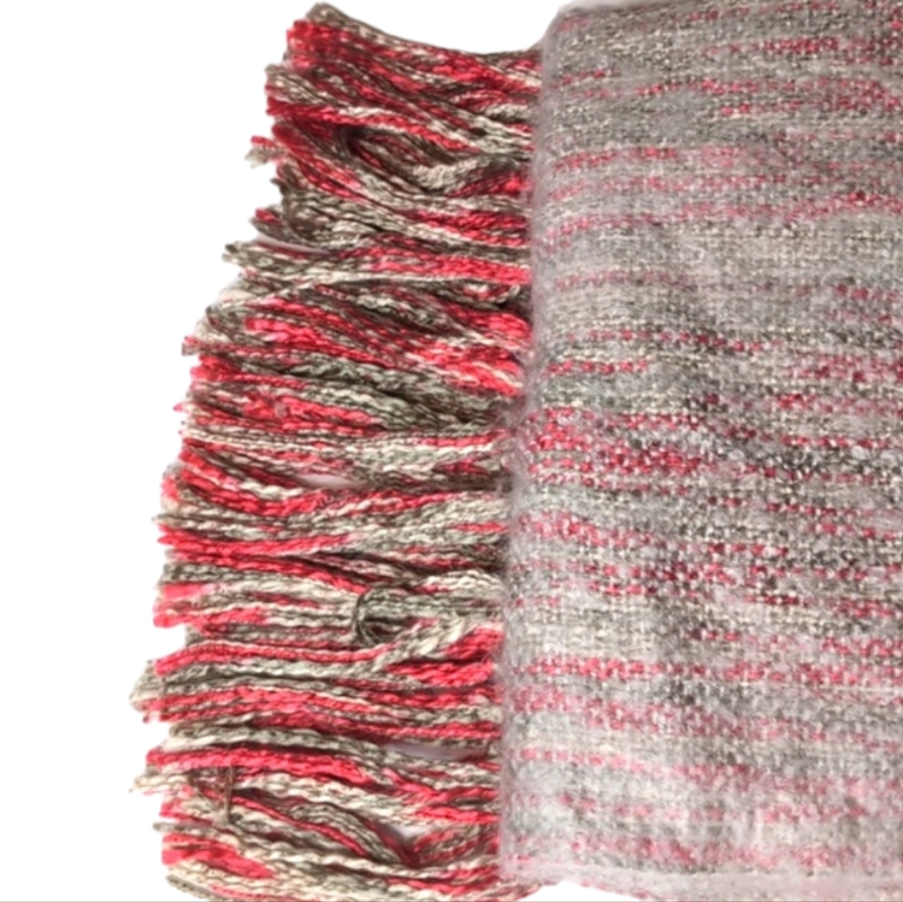 New Cynthia Rowley Woven Decorative Throw Grey Pink Raspberry